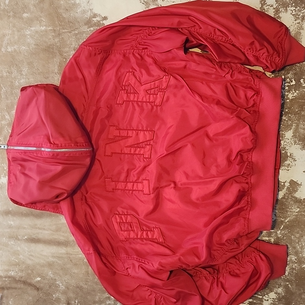 Pink VS Lightly Lined Faux Fur Hooded Bomber Jacket. Oversized S - Picture 2 of 11
